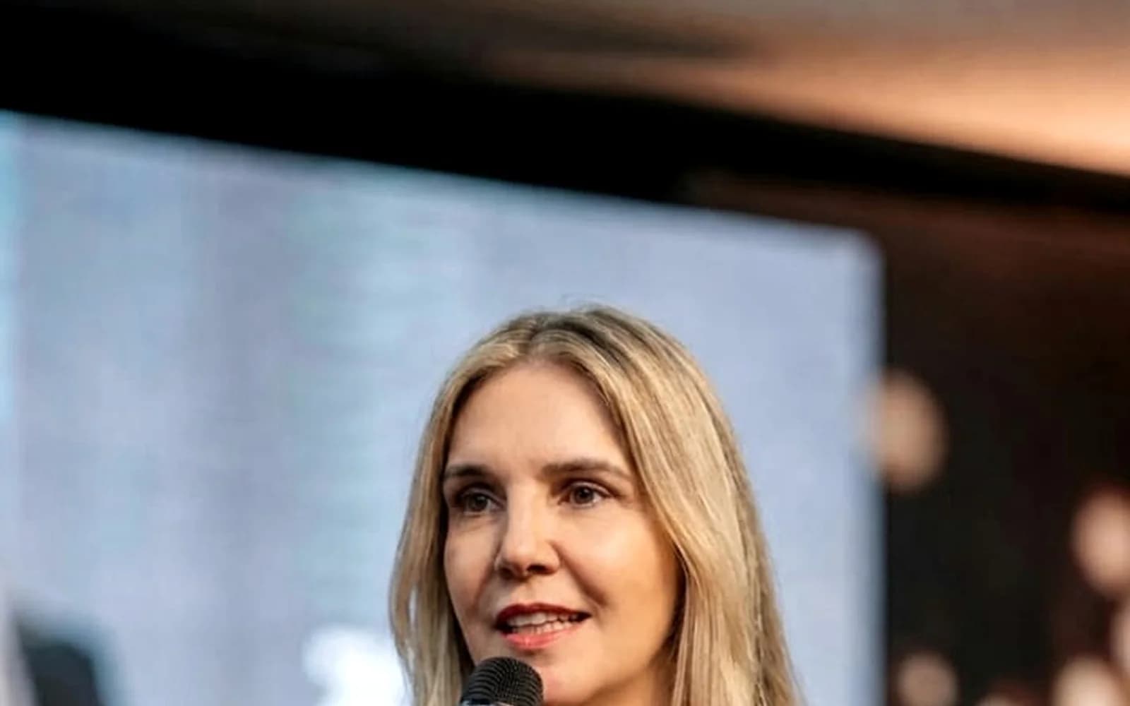 Andréa Boggio durante uma palestra